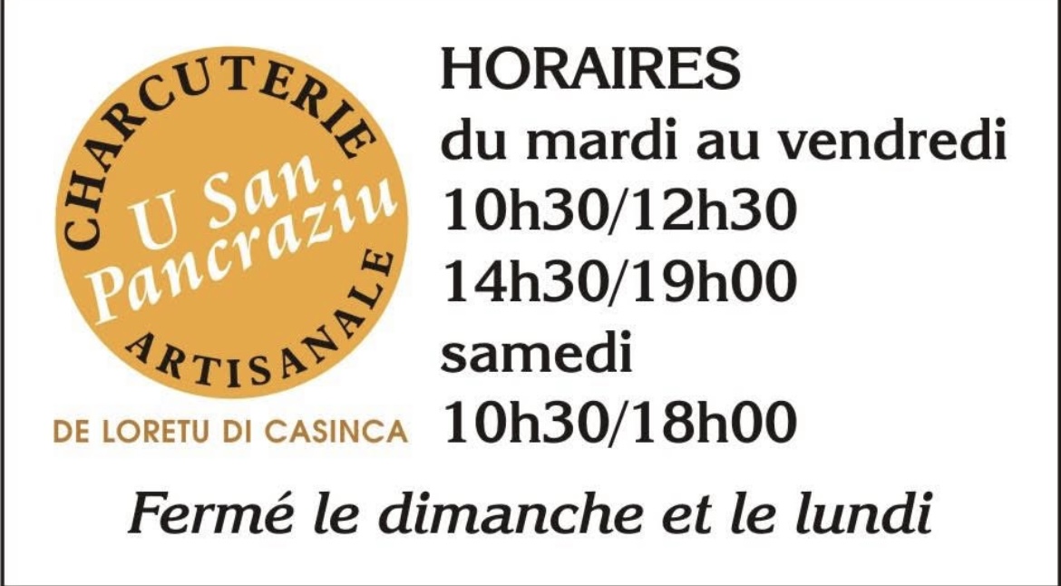 Horaires d’ouverture de la boutique à Casamozza